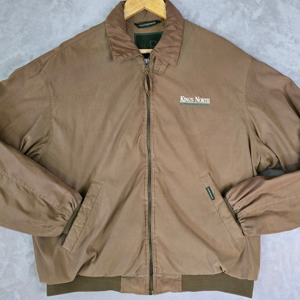 Weatherproof Men's Bomber Jacket‎ XL Brown "King's North" Embroidered Full Zip